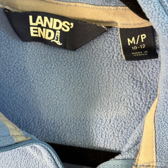 Lands' End Womens‎ M/P 10-12 Blue Fleece Pullover 1/4 Zip Soft Cozy Fall Winter - Picture 3 of 10